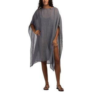 EILEEN FISHER Linen Gauze Bateau Neck Caftan Cover-up Top
